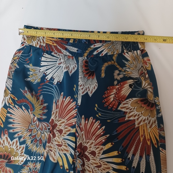 Rachel Zoe Blue and Red Wide-Leg Pants with Tropical Print Size S - Picture 12 of 13